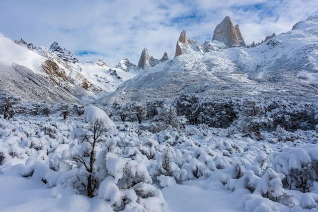 peisagem nevada na montanha